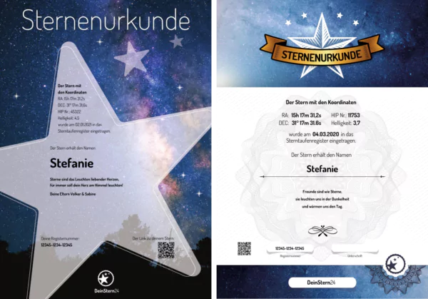 Certificats Étoile et officiel