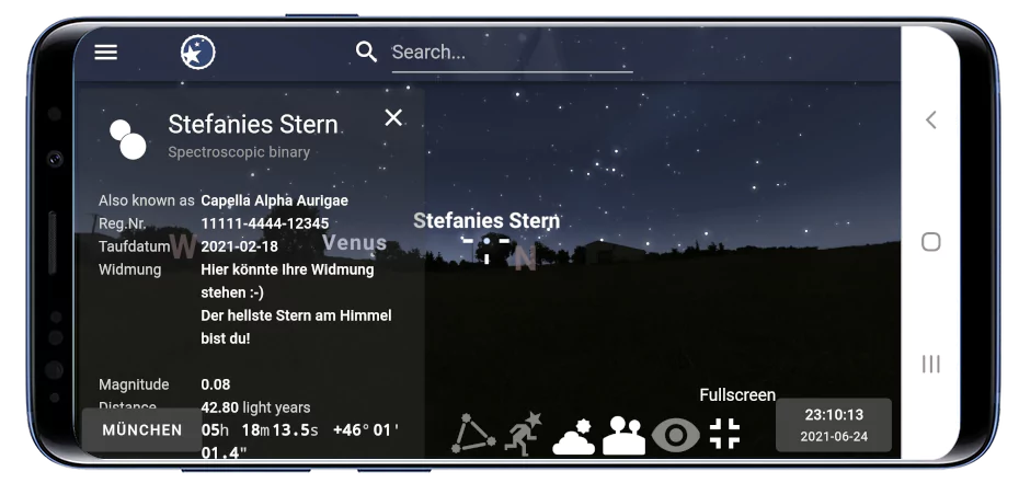 Baptême de l'étoile en ligne Registre des étoiles