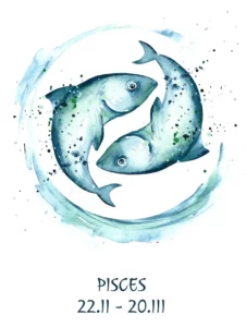 Un symbole des Poissons peint à la main