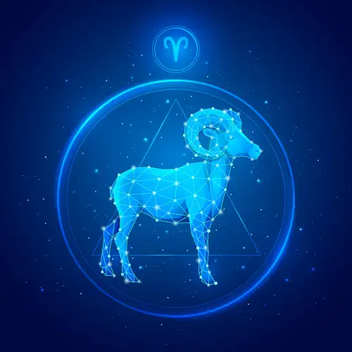 Représentation de la constellation du Bélier, symbole inclus
