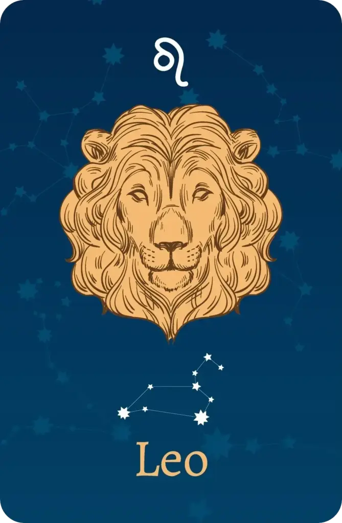 Signe du zo diaque Lion avec représentation des étoiles