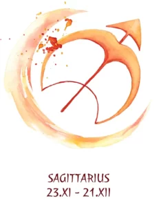 Un symbole du Sagittaire peint à la main
