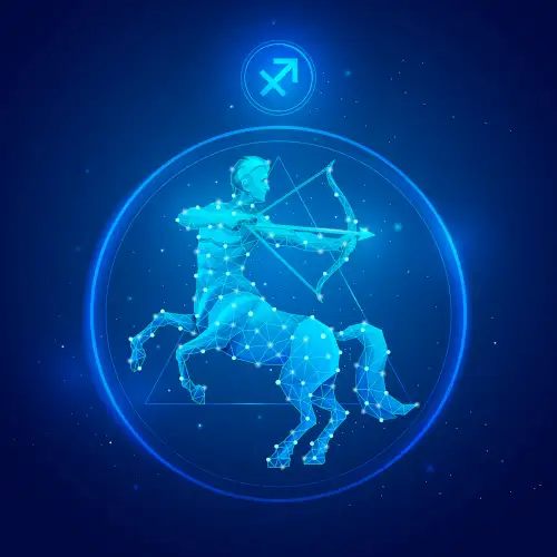 Représentation du signe astrologique du Sagittaire , symbole inclus
