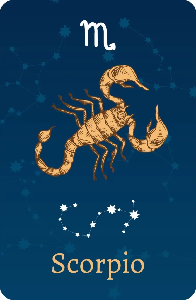 Signe du zodiaque Scorpion avec représentation des étoiles