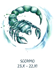 Un symbole du scorpion peint à la main