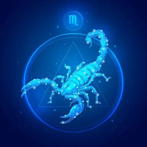 Représentation du signe astrologique du scorpion , symbole inclus