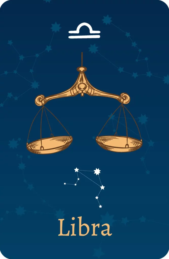 Signe astrologique de la Balance avec représentation des étoiles