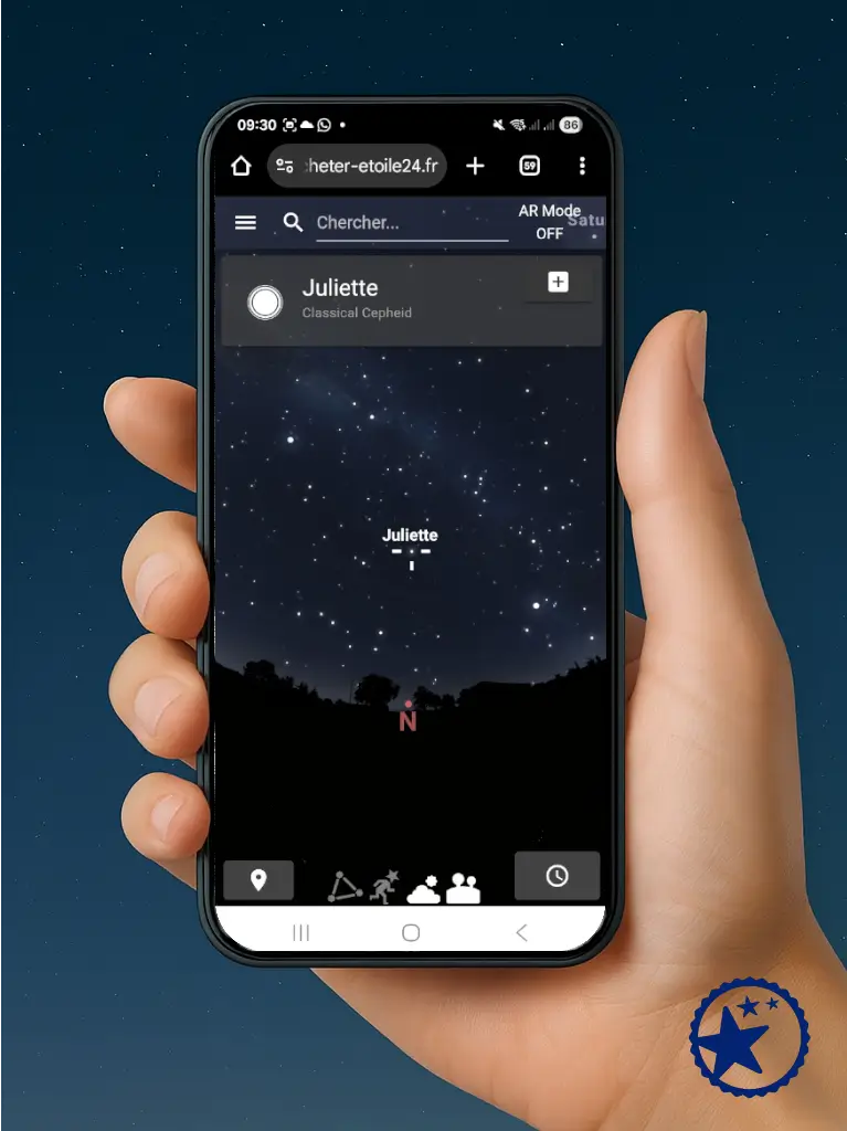 Registre des étoiles avec le mode AR désactivé